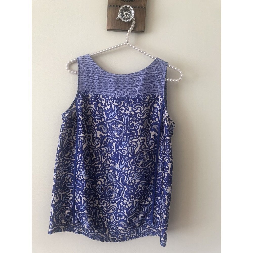 LOFT Womens Size Small Purple Sleeveless Blouse Paisley Back Zip